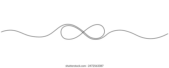 Infinity symbol drawn with one continuous editable line. Concept of unlimited eternity.Vector one-line illustration