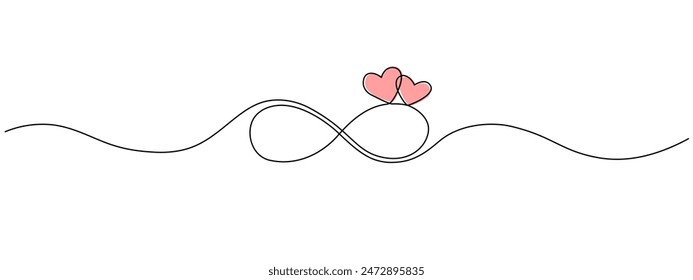 Infinity symbol drawn with one continuous editable line. Concept of unlimited eternity.Vector one-line illustration