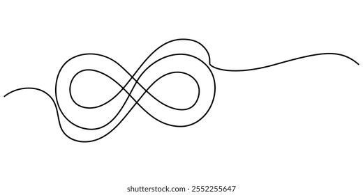 Infinity symbol drawn with one continuous editable line. Concept of unlimited eternity. Vector one-line illustration, One continuous line drawing of Infinity symbol. Loop mobius icon and endless.