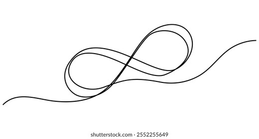 Infinity symbol drawn with one continuous editable line. Concept of unlimited eternity. Vector one-line illustration, One continuous line drawing of Infinity symbol. Loop mobius icon and endless.
