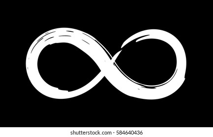 Infinity symbol. Eternal, limitless emblem. Black mobius ribbon silhouette. Modern grunge brush stroke. Cycle, endless, life concept. Graphic design element for card, logo, tattoo. Vector illustration