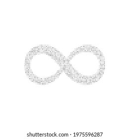 The infinity symbol filled with black dots. Pointillism style. Vector illustration on white background