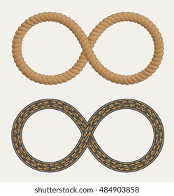 Infinity symbol in the form rope and roads. Infinity symbol. Roa