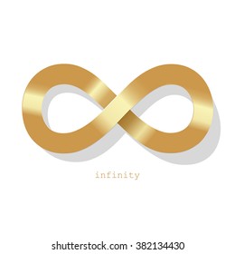 Infinity Symbol Gold On A White Background.