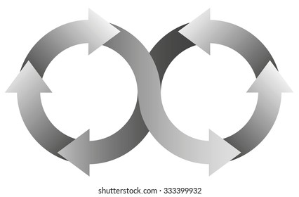 Infinity Symbol With Gray Arrows. Illustration Over White Background.