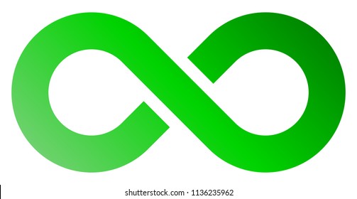 infinity symbol green - gradient with discontinuation - isolated - vector illustration