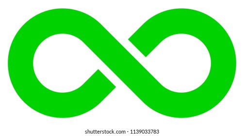 infinity symbol green - simple with discontinuation - isolated - vector illustration