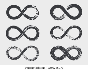 Infinity symbol in grunge style.Set of Infinity logo.