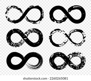 Infinity-Symbol im Grunge-Stil.Set von Infinity-Logo.