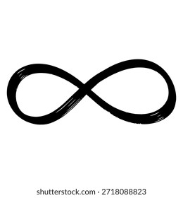 Traço de pincel desenhado à mão com símbolo infinito isolado em plano de fundo branco.