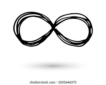 Infinity symbol hand drawn with ink brush. Vector illustration