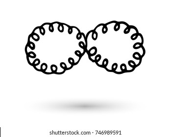 Infinity symbol hand drawn with ink brush. Thin line scribble icon. Modern doodle grunge outline. Cycle, endless, life concept. Graphic design element for card, logo, tattoo. Vector illustration.