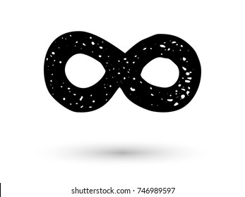 Infinity symbol hand drawn with ink brush. Thin line scribble icon. Modern doodle grunge outline. Cycle, endless, life concept. Graphic design element for card, logo, tattoo. Vector illustration.