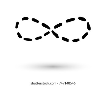 Infinity symbol hand drawn with ink brush. Thin line scribble icon. Modern doodle grunge outline. Cycle, endless, life concept. Graphic design element for card, logo, tattoo. Vector illustration
