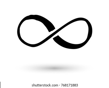 Infinity symbol hand drawn with ink brush. Vector illustration