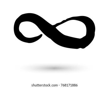 Infinity symbol hand drawn with ink brush. Vector illustration