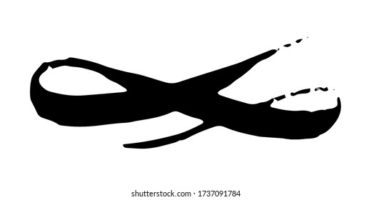 Unendliches Symbol handgemalt mit Grunge Pinselstrich und schwarzer Farbe. Vector-Abbildung.