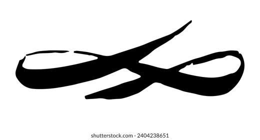 Infinity symbol hand painted with grunge brush stroke and black paint. Vector illustration.