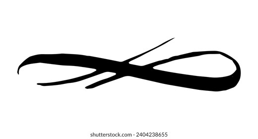Símbolo infinito con mano pintada con trazo de pincel gris y pintura negra. Ilustración vectorial.