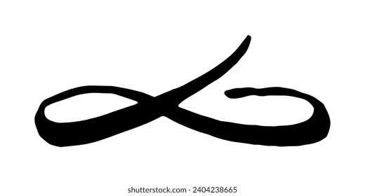 Infinity symbol hand painted with grunge brush stroke and black paint. Vector illustration.