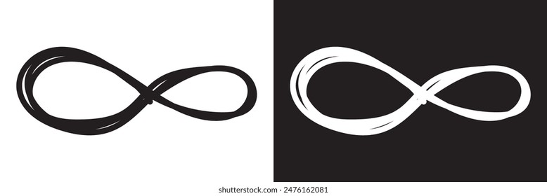 Unendlichkeitssymbol handgemalt mit Grunge Pinselstrich und schwarzer Farbe. PNG-Clipart isoliert auf transparentem Hintergrund