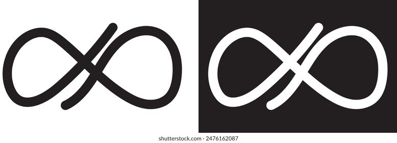 Infinity symbol hand painted with grunge brush stroke and black paint. Png clipart isolated on transparent background