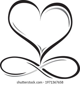 Infinity Symbol and Heart Black and White Graphic