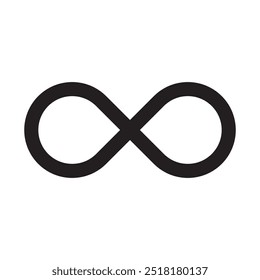 Infinity symbol icon. Bold black outline. Simple geometric design. Loop shape concept.