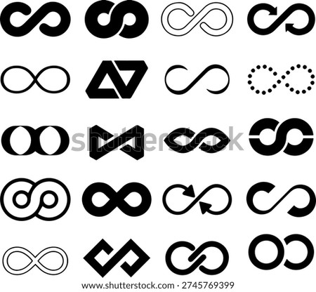 Infinity Symbol Icon Collection – Endless Loop Vector Illustration