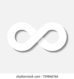 Infinity symbol icon. Concept of infinite, limitless and endless. Simple white vector design element isolated on white background.
