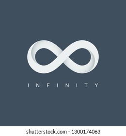 infinity symbol or icon. infinite logo. mobius loop. limitless sign. isolated on blue background. vector illustration