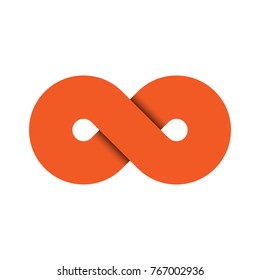 Infinity symbol icon. Representing the concept of infinite, limitless and endless things. Simple orange vector design element isolated on white background.
