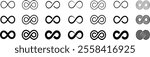 Infinity Symbol Icon Set - Black Minimalist Infinity Loop Vectors, Endless Design Elements, Abstract Eternity Signs, Modern Graphic Templates, Infinity Patterns for Logos, Tattoos, and Web Design