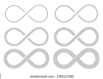 Infinity symbol icon set. Eternal, limitless, endless, life logo. Vector illustration image. Isolated on white background.