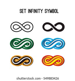Infinity Symbol Icon Set on a white background. Vector Illustration.