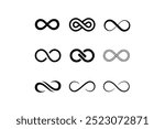 Infinity symbol icon set with various styles. Vector illustration design.