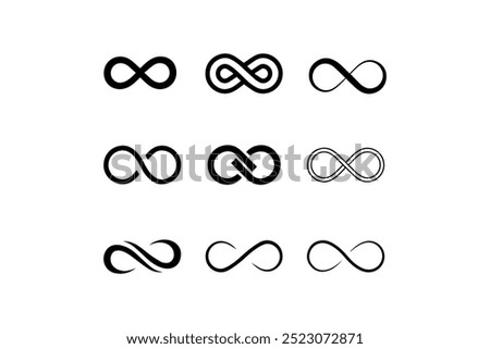 Infinity symbol icon set with various styles. Vector illustration design.