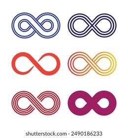 Infinity symbol icon set, vector illustration. Flat design style.