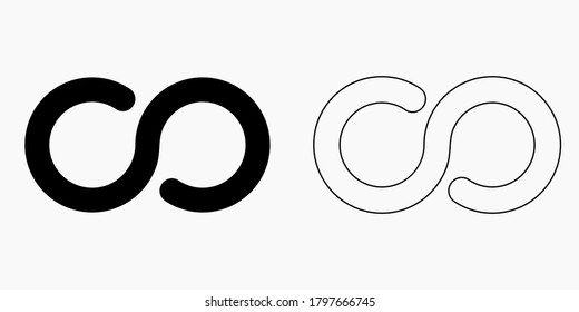 Infinity symbol icon vector isolated illustration, black and white version