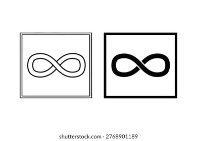 Infinity Symbol Icons in Square Frames for Eternal and Limitless Concepts