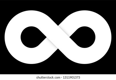 Infinity symbol, infinityin icon white color isolated on black background