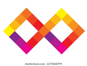 Símbolo infinito material gráfico infográfico compuesto por una rueda de color cálido.