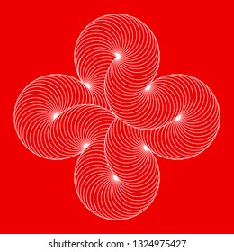 Infinity symbol of interlaced circles. Impossible shape with stroked lines on color background.