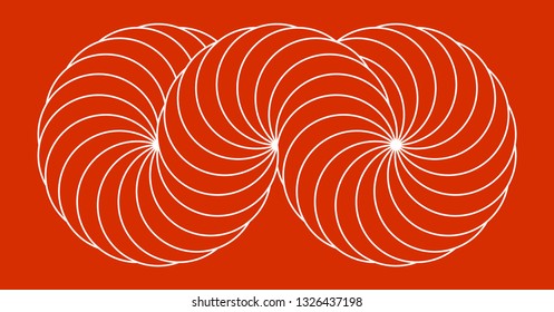 Infinity symbol of interlaced circles. Impossible shape with stroked lines on color background.