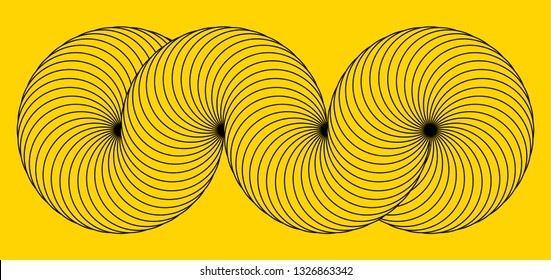 Infinity symbol of interlaced circles. Impossible shape with stroked lines on color background.