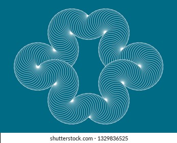 Infinity symbol of interlaced circles. Impossible shape with stroked lines on color background.