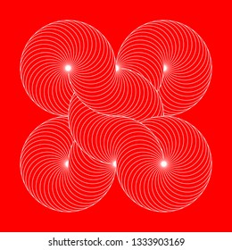 Infinity symbol of interlaced circles. Impossible shape with stroked lines on color background.