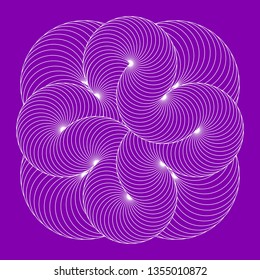 Infinity symbol of interlaced circles. Impossible shape with stroked lines on color background.