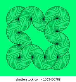 Infinity symbol of interlaced circles. Impossible shape with stroked lines on color background.