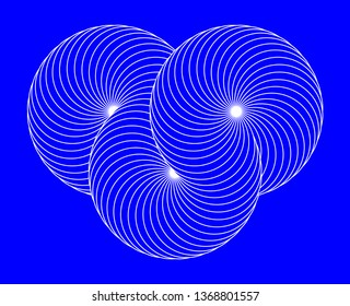 Infinity symbol of interlaced circles. Impossible shape with stroked lines on color background.